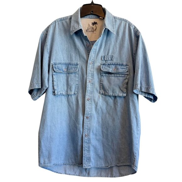 Mens Vintage Bugle Boy Denim Short Sleeve Shirt - Size Medium - Picture 1 of 5